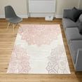 thumbnail image 2 of Flora Turkish Area Rug, South Mandala Design Vibrant Color Ornamental Illustration, Soft Carpet for Living Room Decor with Distressed Look, 4' X 5.7', Pale Pink, by Ambesonne, 2 of 4