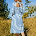 thumbnail image 5 of Abstract Blue Wavy Pattern Design Womens Summer Dress Tie Back A Line Flare Dress, 5 of 9