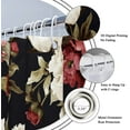 thumbnail image 3 of Black Floral Shower Curtain Flowers Rose Girl Watercolor Rustic Retro Leaves Blossom Peony Woman Waterproof Fabric Bathroom Home Decor Set 12 Pack Plastic Hooks 72Wx72H Inch WW-KRGG, 3 of 6
