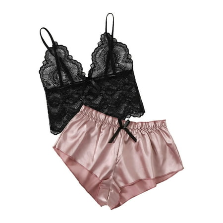 

COBKK Womens Exotic Lingerie Lingerie Sets Women s Lace Role Play Lingerie Pajamas Lingerie Split Underwear Womens Lingerie Mesh Pink Comfortable Shapewear Floral Fancy M