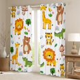 thumbnail image 2 of Homewish Zoo Animal Giraffe Blackout Curtains Set of 2 (52x84 Each),Cute Lions Elephant Window Curtains,White Orange Green Curtains and Drapes For Girsl Boys,Super Cozy Room Decor, 2 of 6