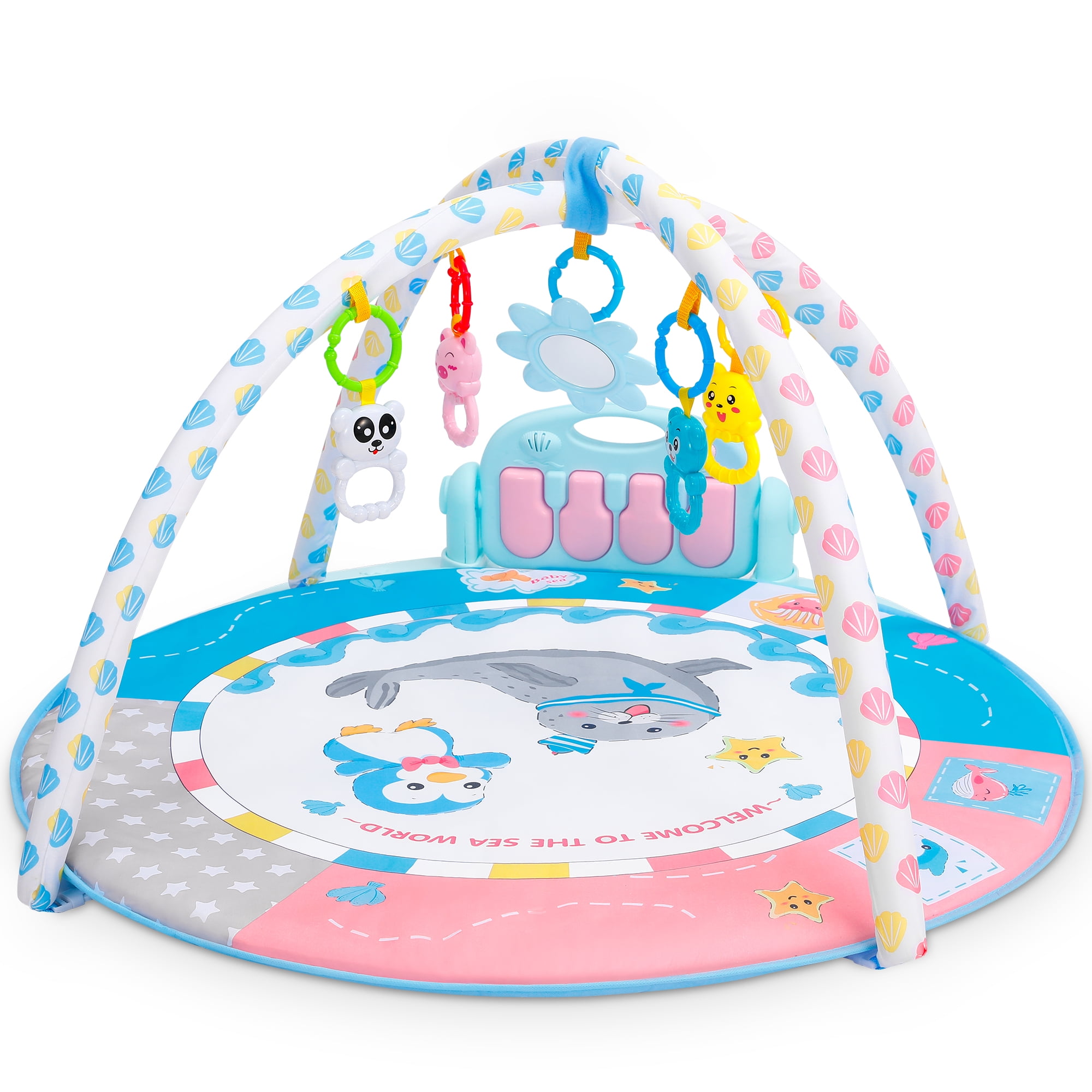 Campmoy Baby Play Mat, 5 in 1 Thick Plush Large Baby Gyms Play Mats