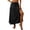 ☪545-Black, variant on Women's Solid Ice Silk Crinkle Slit Long Midi Skirt - Flowy Maxi Skirt for Beach and Vacation, Pants for Women