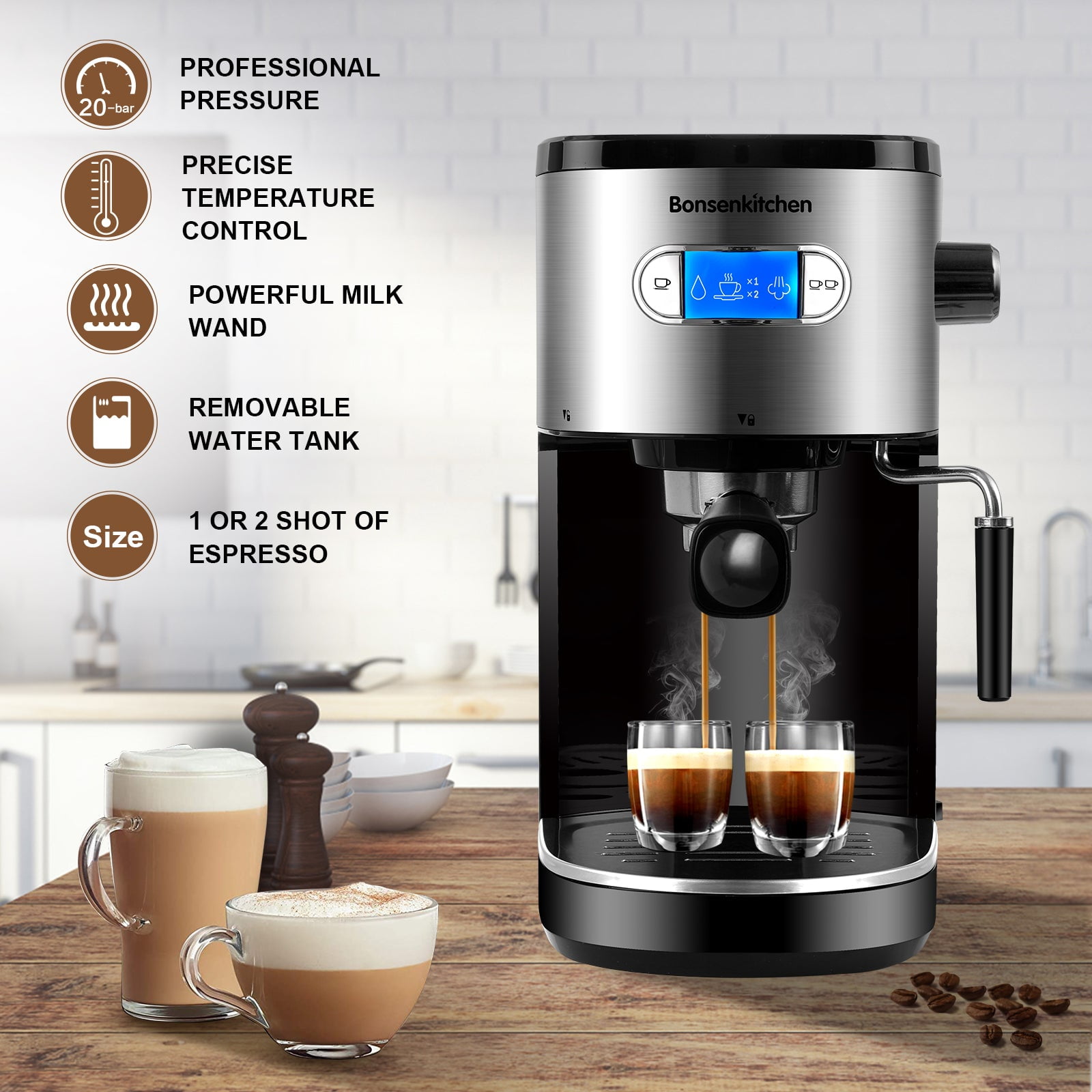 Bonsenkitchen 20 Bar Espresso Coffee 