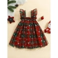 thumbnail image 4 of Spewahor Toddler Baby Girl Summer Dress 6 12 18 24 Months 2T 3T 4T Sleeveless Square Neck Candy Cane/Plaid Print Tutu Dress, 4 of 8