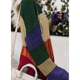 thumbnail image 6 of Asyoly Women's Waffle Knit Distressed Sweater V Neck Long Sleeve Striped Color Block Ripped Pullover Sexy Loose Jumper Casual Knitwear Tops, 6 of 8