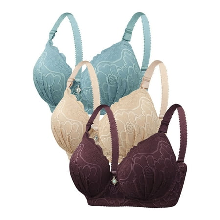 Reduced Price Women s Solid Color Steel Ring Bra  Oversized Gathering Underwear  Daily Wear  Comfortable  For Workout  Sports Bra  Seamless Design  Classic Plus Dress|Nylon Spandex Coffee