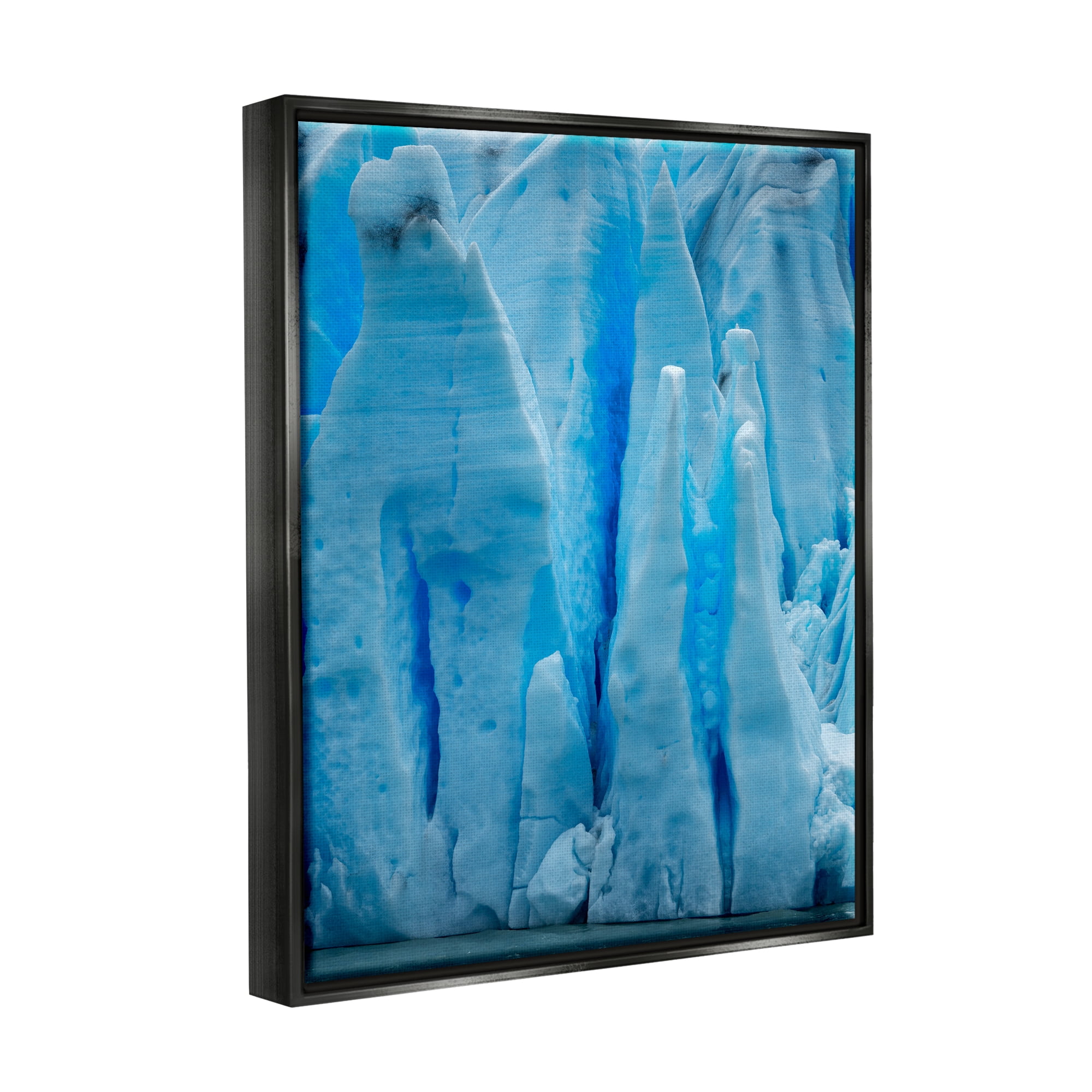 Stupell Industries Blue Glaciers Photography Nature Photography Black Floater Framed Art Print Wall Art, 25 x 31