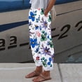 thumbnail image 3 of Pantalones de cargo Gibobby mujer estampados con bolsillos largos sueltos de algodón cintura alta recta Blanco S, 3 of 4
