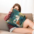 thumbnail image 7 of Watercolor Throw Pillow Covers with Grunge Hippie Art | Set of 2 | Blue, Brown, Purple Oil Painting | 16x16 Inch | Ideal for Kids, Boys, Girls | Mid Century Decorative Cushion Cover, 7 of 7