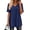 Dark Blue, variant on Plus Size Solid Color V-Neck Short Sleeve Tunic – Loose Fit with Side Crisscross Design & Side Slit Everyday Basic Top Black,S
