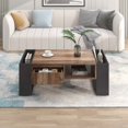 thumbnail image 2 of table Basse à grain de Bois avec un Tiroir Sans Poignée, double Espace de Rangement, Compartiments de Rangement des Deux Côtés, table de Salon pour sofa, anthracite, 2 of 7