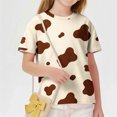 thumbnail image 5 of Xdegoge Tween Girls Cute Cow Print Shirts Short Sleeve Crew Neck T-Shirt Novelty Animal Graphic Tees Casual Summer Tops for Kids, Size 11-12, 5 of 9