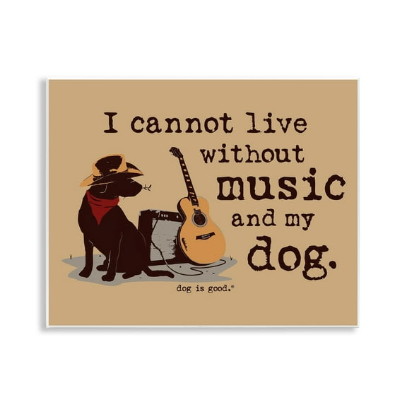 Stupell Industries Music & My Dog Animals Painting Unframed Art Print Wall Art, 14 x 11