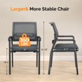 thumbnail image 2 of Stackable Waiting Room Chairs, Oversize Conference Room Chairs 350 lbs Capacity, Ergonomic Mesh Office Guest Chairs, For Lobby, Reception Area, Break Room, Stackable, Black, 2 of 5