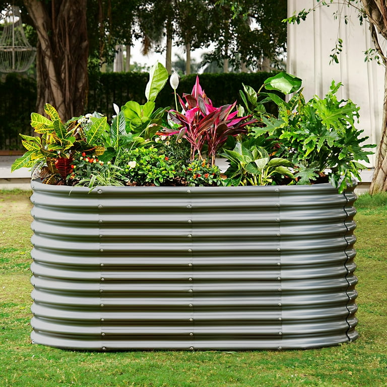Land Guard 6x3x3ft Raised Garden Beds Oval Outdoor, Easy Assembly