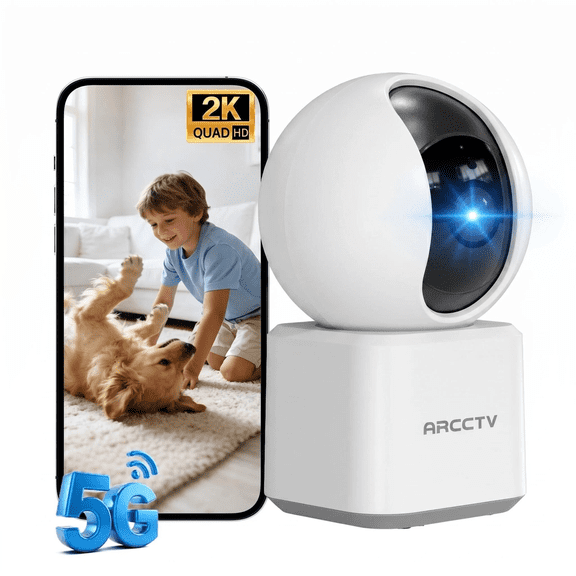 ARCCTV 2K 5G/2.4Ghz Security Camera Indoor Wireless WiFi, Pet/Dog/Cat/Baby Camera with Phone App for Home Security, 360°View,Night Vision, 2-Way Audio