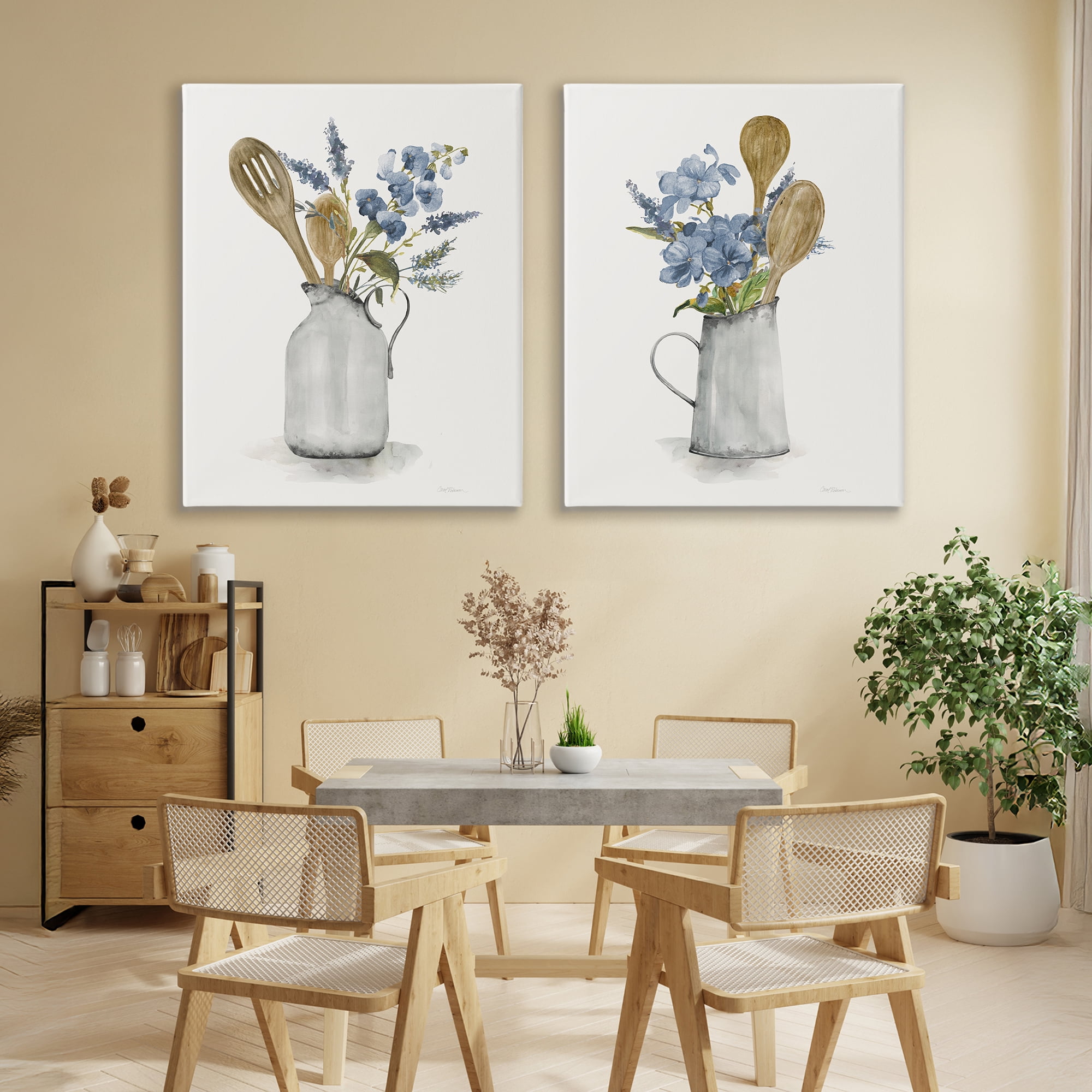 Stupell Industries Kitchen Pitcher Bouquets 2 Piece Canvas Wall Art Set, design by Carol Robinson