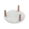 thumbnail image 4 of 3 Legs Round Marble Cake Stand With Wooden Snowflake Inlay, 4 of 4