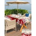 thumbnail image 4 of Outdoor Tablecloth with Umbrella Hole and Zipper, Love Heart Valentine's Rectangle Table Cloth 60x84 Inch Waterproof Tablecloth, Eucalyptus Botanical Red Pink Retro Picnic Table Cover for Patio, 4 of 7
