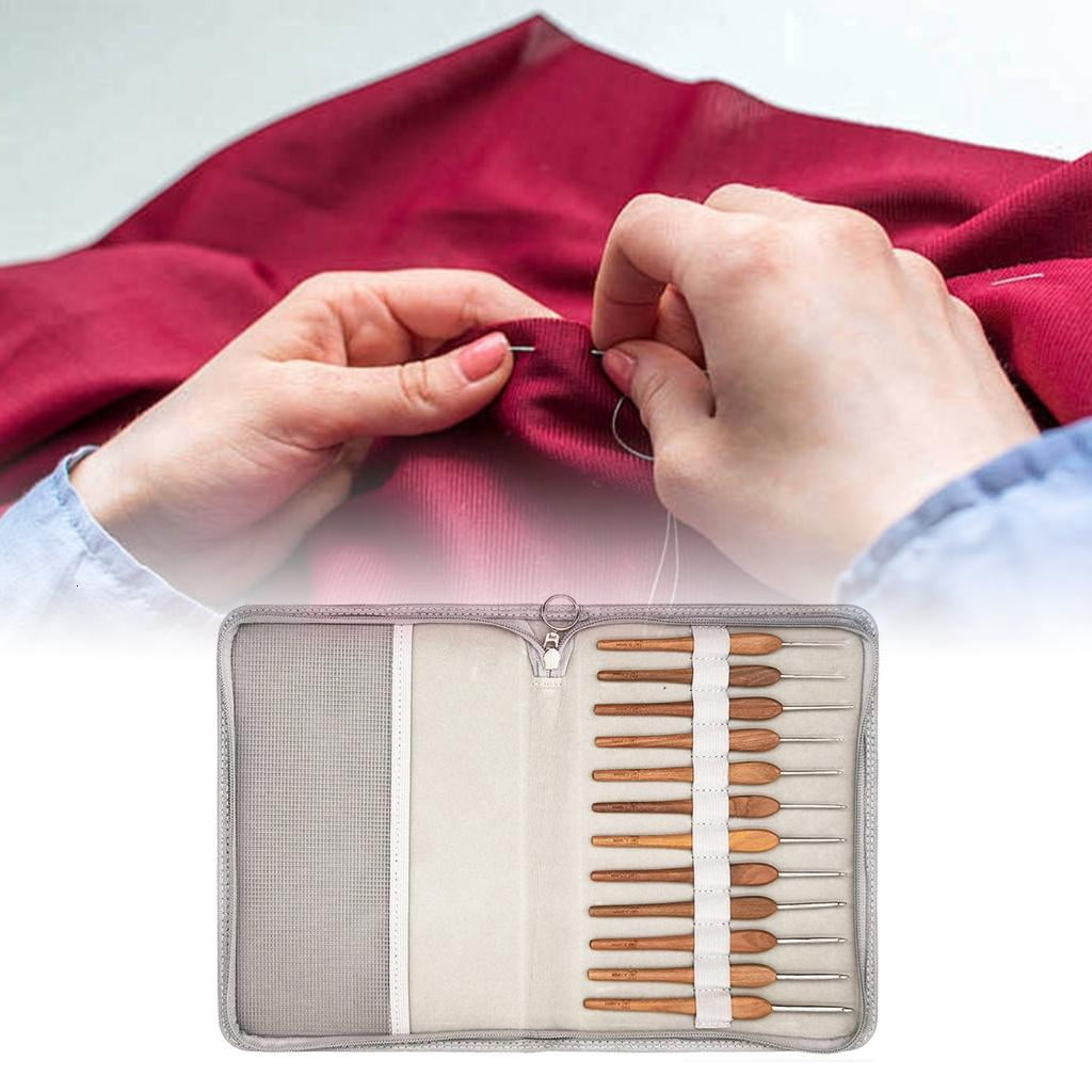 Tizuqe 12Pcs Wood Handle Crochet Hook with Ergonomic Grip for Beginner Knitting Sweater