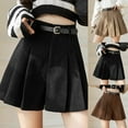 thumbnail image 6 of BUYISI Basic Simple Womens Corduroy Pleated skirt Fashion Versatile Skirt Black M, 6 of 9