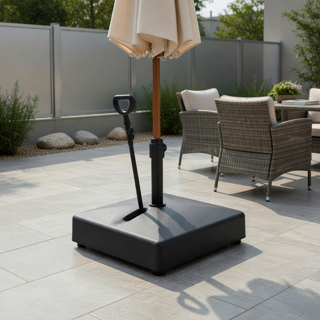 Resenkos Umbrella Base for Patio, Umbrella Stand Outdoor Base,Mobile Patio Umbrella Base Water Sand Fillable Market Table Umbrella Stand with 3 Wheels-Black
