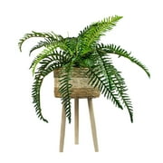 LCG Florals 38" Artificial Trailing River Fern in Tri-Color Tripod Basket Stand