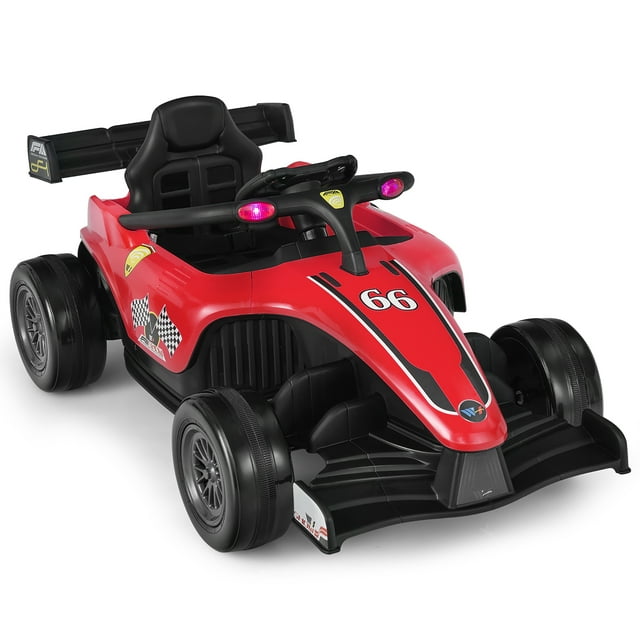 Costway Voiture Électrique 12 V pour Enfants, Camion de Course, Télécommande, avec MP3 et Lumières, Rouge