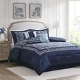 thumbnail image 2 of Madison Park 90" 7-Piece Polyester Microfiber Jacquard Comforter Set in Navy, 2 of 14