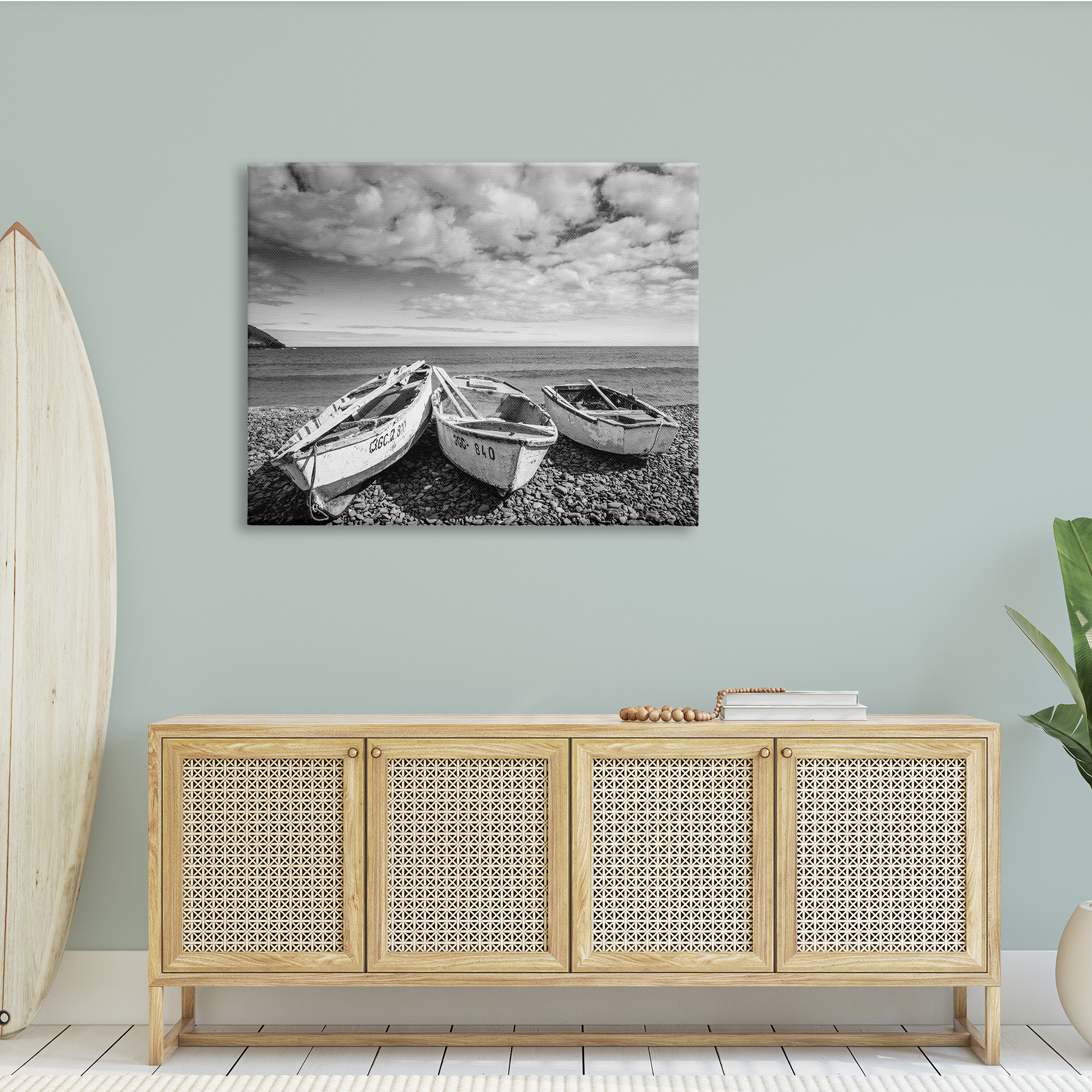 Stupell Indtries Vintage Rowboats on Rocky Beach Shore Nautical Photography,48 x 36,Design by Danita Delimont