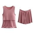thumbnail image 3 of Postpartum Lounge Sets for Women! Audhol Women's Cotton Pyjamas Short Pyjama Set Sleeveless Shirt Function Maternity Fashion Pyjamas Short Sleepwear for Pregnancy Maternity Pajamas for Women Red L, 3 of 10