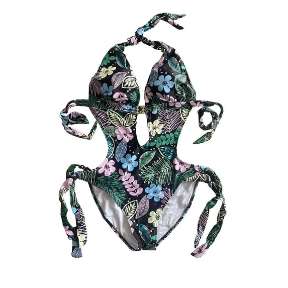 LIORA One Piece Swimsuits for Women Cutout Tie Back and Side Monokini Halter Bathing Suits Plunge Slimming Swimwear