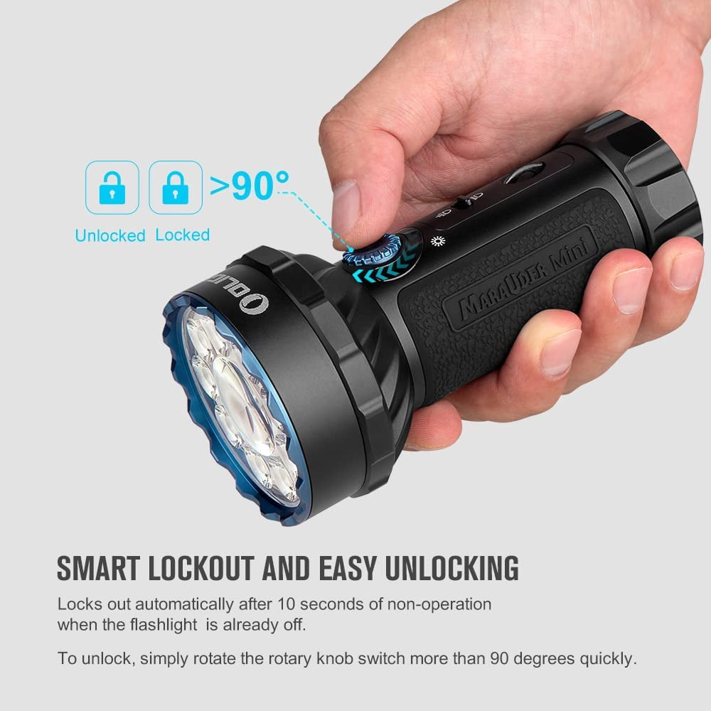 Olight Marauder Mini 7000 Lumens LED Super Bright Rechargeable Flashlight, Black