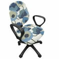 thumbnail image 1 of Floral Office Chair Slipcover, Ombre Flowers Romantic Perennial Bouquet Florets Digital Watercolor Effect Art Image, Protective Stretch Decorative Fabric Cover, Standard Size, Grey Navy, by Ambesonne, 1 of 5