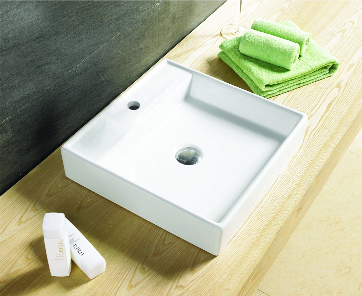 American Imaginations 21-in. W Above Counter White Bathroom Vessel Sink For 3H8-in. Center Drilling AI-595