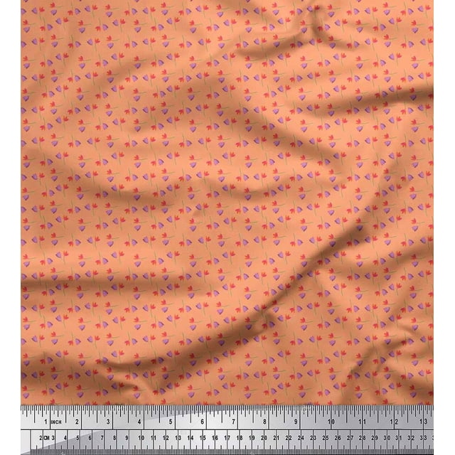 Soimoi Poly Georgette Fabric Flower Artistic Fabric Prints by Yard 42 Inch Wide