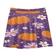 thumbnail image 2 of Girls' Skorts Elastic Waist Skorts with Inner Shorts Athletic Workout Shorts Skirts Orange Pumpkins and Flowers X-Small, 2 of 9