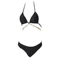 thumbnail image 6 of Minjewel Women's Sexy Two-Piece Bikini Set with Chain String Detail & Adjustable Ties, Triangle Top for Beach, Pool & Vacation Swimsuits,Black L, 6 of 9
