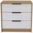 thumbnail image 3 of Dressers, Kaia Modern 3-Drawer Dresser with Spacious Top - White/Pine | Particle Board | Multicolor, 3 of 7
