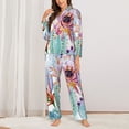 thumbnail image 3 of Junzan Cactus Print Womens Pajama Sets,Long Sleeve Button Down For Women Pjs 2 Piece, 3 of 9
