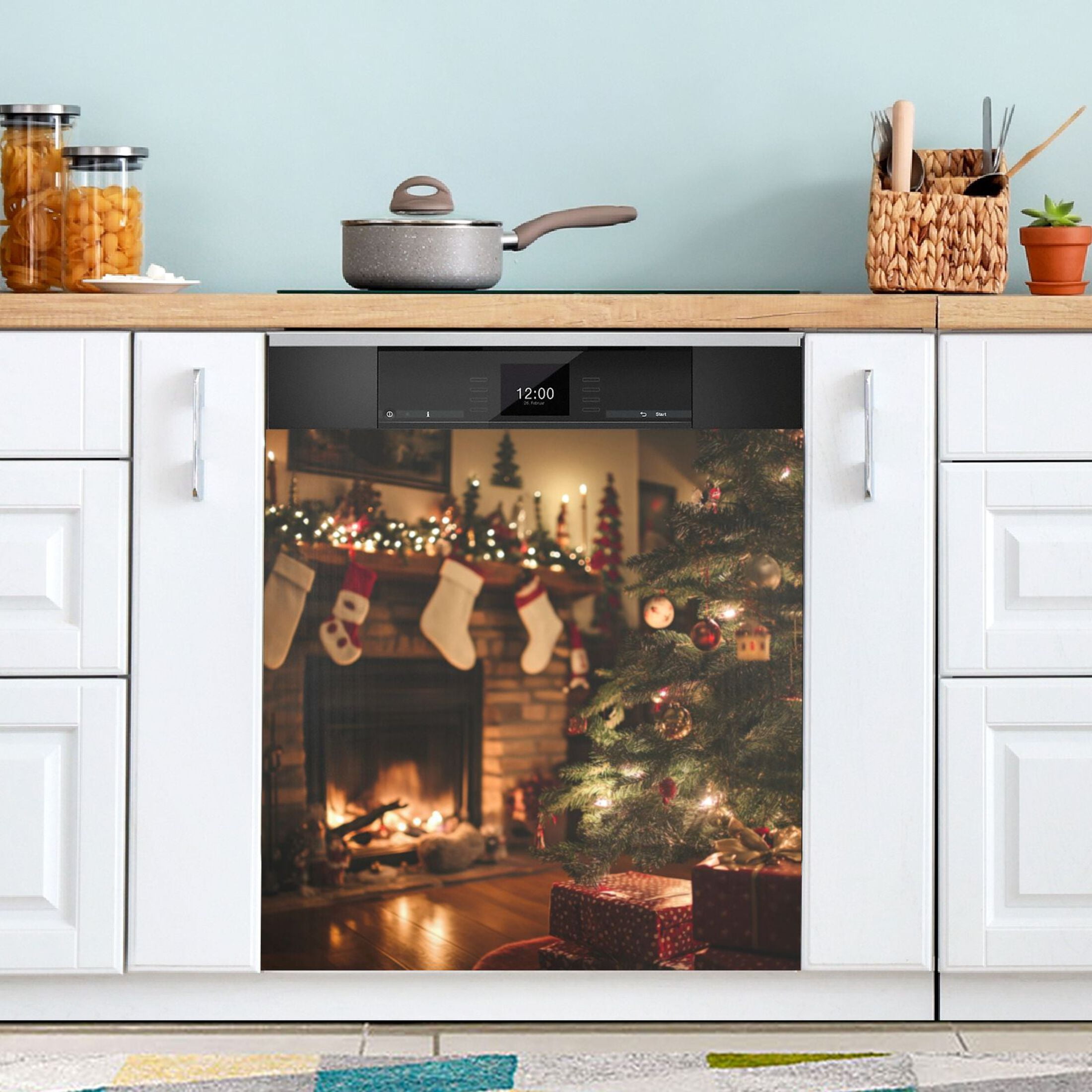 Dishwasher Magnetic Sticker 23x26 Inch Refrigerator Magnetic Sticker Washing Machine Magnetic Sticker Kitchen Panel Magnetic Sticker Home Decor Christmas Fireplace