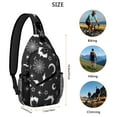 thumbnail image 5 of Sling Backpack,Black Halloween Bat Spider Pattern Sling Bag with Water Bottle Holder,Waterproof Sling Bag for Men/Women with Headphone Jack for Hiking,Travel, 5 of 6