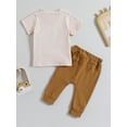 thumbnail image 3 of Bagilaanoe 2pcs Toddler Baby Boys Long Pants Set Short Sleeve Letter Print T-Shirts Tops + Trousers 6M 12M 18M 24M 3T Kids Casual Outfits, 3 of 9