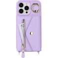 thumbnail image 5 of for iPhone 12 Pro Case Wallet with Strap for Women - Crossbody Lanyard, Zipper Pocket, Credit Card Holder, Ring Stand - RFID Blocking Phone Wallet Case for iPhone 12 Pro (6.1 inch,Purple), 5 of 17