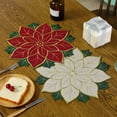 thumbnail image 7 of Holiday Christmas Embroidered Placemats Applique Poinsettia Placemats Christmas Flower C2505, 7 of 7