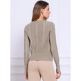 thumbnail image 3 of DARING DIVA Cable Knit Long Sleeve Crew Neck Pullover Outfits XL Beige, 3 of 6