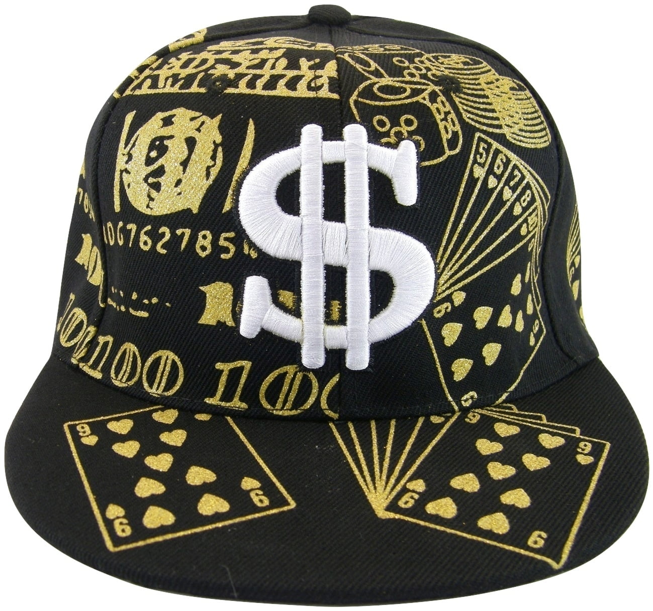 The Almighty US Dollar Sign Symbol of Money Embroidered Flat Bill Cap Snapback Hat