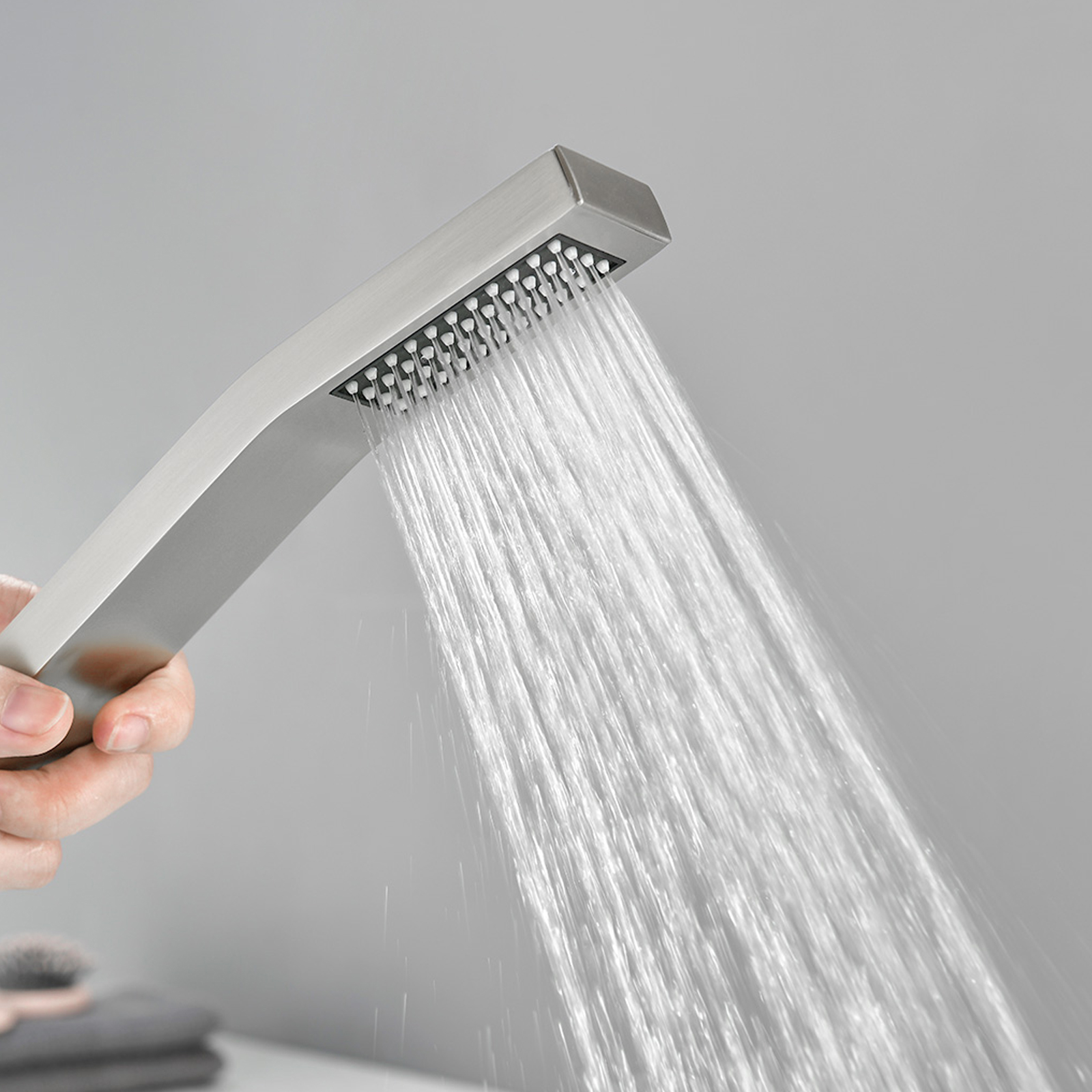 Cobbe 5-Hole Mount Bathroom Bathtub Fauce with 2 Switches, 1 Diverter Knob, 7.09-Inch Wide Tub Spout and Hand Shower Brushed Nickel