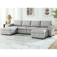 thumbnail image 4 of Williamspace U-Shaped Modular Sectional Sofa 130" Modern Couch Comfy Upholstered Sofa with 2 Reversible Ottoman for Living Room Apartment, Light Grey, 4 of 7